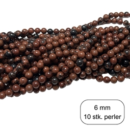 10 stk. 6 mm Obsidian Mahogni perler